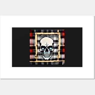 Skull Plaid Grunge Bleach Acid Wash Graphic Skate Punk Posters and Art